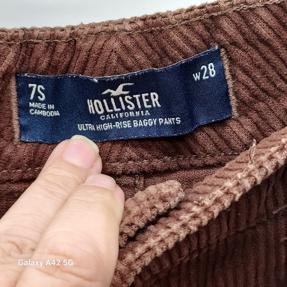 Hollister Ultra High-Rise Baggy Corduroy Cargo Pants Brown W28 7S - Picture 3 of 5